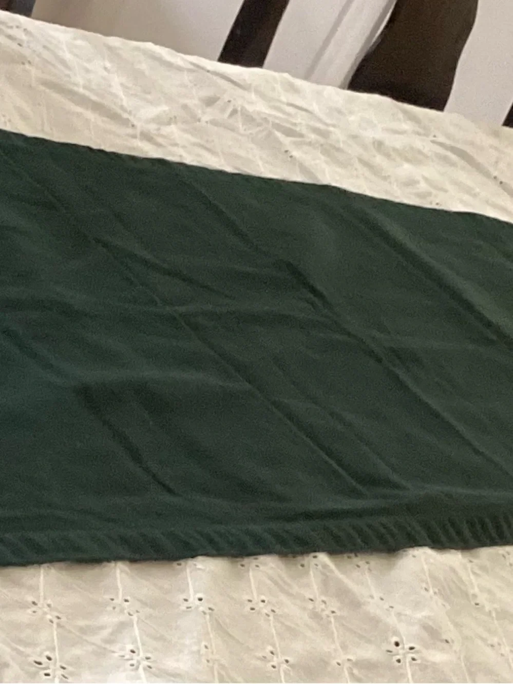 Crate&Barrel Spruce Green Organic Cotton Runner